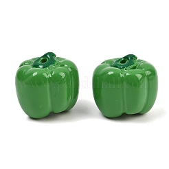 不透明な樹脂製の模造植物ビーズ  ピーマン  グリーン  15.5x16.5x15.5mm  穴：2mm&nbsp;RE-CBAC4C7-01C