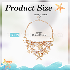 2Pcs Summer Beach Natural Shell & Resin Imitation Pearl Bib Necklaces&nbsp;NJEW-UN0001-55