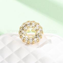 Adjustable Brass Micro Pave Cubic Zirconia Cuff Rings for Women&nbsp;RJEW-B139-05G