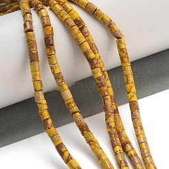 ナチュラルインペリアルジャスパービーズ連売り  染め  コラム  ゴールデンロッド  4~4.5x4mm  穴：0.5mm  約85~88個/連  15.2''（38.5センチメートル）&nbsp;G-P460-06F