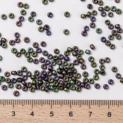 MIYUKIラウンドロカイユビーズ  日本製シードビーズ  8/0  （rr2019)マットメタリックナスアイリス  3mm  穴：1mm  約19000~20500個/ポンド&nbsp;SEED-G008-RR2019