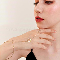 304 Stainless Steel Sun Link Chain Ring Bracelets for Women&nbsp;BJEW-TAC0055