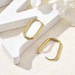イオンプレーティング（IP）304ステンレススチールフープピアス（女性用）  長方形  ゴールドカラー  24.5x15.5x2.5mm&nbsp;EJEW-U035-12G-02