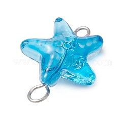 Starfish Gradient Color Baking Paint Transparent Glass Connector Charms&nbsp;PALLOY-JF03277-02