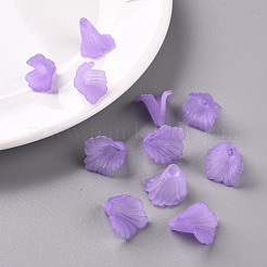 透明なアクリルビーズキャップ  朝顔ビーズ  艶消し  花  紫色のメディア  18x18x17mm  穴：1.5mm  約700個/500g&nbsp;PL551-C08