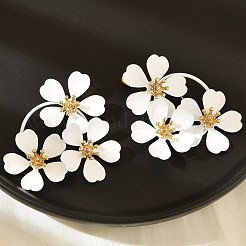 合金スタンドピアス  花  ホワイト  53x41mm&nbsp;EJEW-K304-06