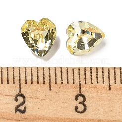 ガラスラインストーンカボション  フラットバック＆バックメッキ  多面カット  ハート  黄水仙  6.5x6x4mm&nbsp;RGLA-L029-16A-213