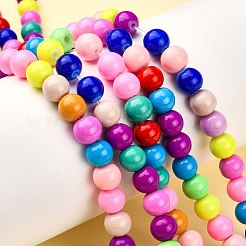 プリントガラスビーズ焼付塗装ガラスビーズ連売り  ラウンド  ミックスカラー  8mm  穴：1mm  約55個/連  16インチ&nbsp;DGLA-MSMC001-11