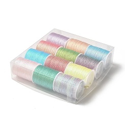 12ロール 12色 6本撚りポリエステルメタリック刺繍糸  ジュエリー作りのための  ミックスカラー  0.5mm  約18~20m /ロール  1ロール/色&nbsp;OCOR-L046-01B