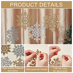 12 Sets 6 Style Christmas Snowflake Plastic Pendant Decoration&nbsp;AJEW-GA0006-04