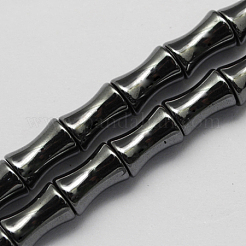 非磁性合成ヘマタイトビーズ連売り  グレードA  竹  ブラック  16x8x8mm  穴：1mm&nbsp;G-Q908-16x8mm