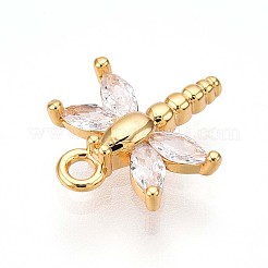 Brass Micro Pave Cubic Zirconia Charms&nbsp;KK-N261-10G