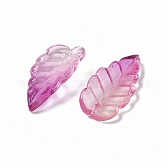 電気メッキガラスペンダント  グリッター金粉付き  葉のチャーム  蘭  23x10x3mm  穴：1.2mm&nbsp;EGLA-H102-05I