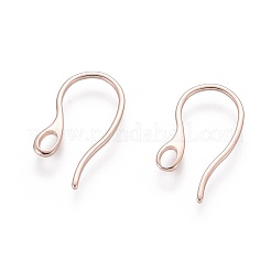 304ステンレススチールピアスフック  水平ループ付き  ローズゴールド  22x11.5x1mm  穴：3x2mm  18.5~21ゲージ  ピン：0.7~1mm&nbsp;STAS-O110-19RG