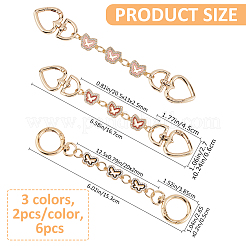 6Pcs 3 Styles Iron Glass with Enamel Butterfly Bag Extension Chains&nbsp;FIND-FH0016-70