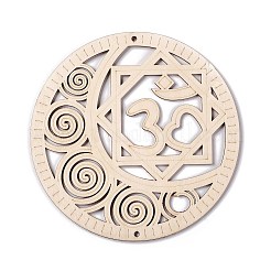 DIY Unfinished Bohemian Meditation Energy Symbol Wood Pendant Decoration Kits&nbsp;DIY-B060-01