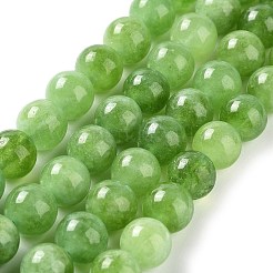 天然の天然翡翠ビーズ連売りを染めた  ラウンド  黄緑  10mm  穴：1.2mm  約19個/連  7.09インチ（18cm）&nbsp;G-G021-02C-04