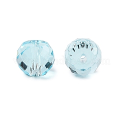 ガラス模造オーストリアクリスタルビーズ  ロンデル  多面カット  ライトブルー  8x6.5mm  穴：1mm&nbsp;GLAA-U008-01A-01