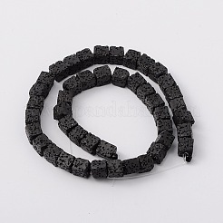 合成溶岩ロックビーズ連売り  キューブ  染め  ブラック  8x8x8mm  穴：2mm  約45個/連  16インチ&nbsp;G-N0104-8mm-18