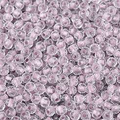 FGBグレードA透明ガラスシードビーズ  ロンデル  暗闇で光る  中央染め  多面カット  オールドローズ  4x3mm  穴：1.2~1.6mm  約6081個/ポンド&nbsp;SEED-Q040-03A-04