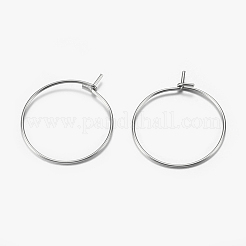 316サージカルステンレスフープピアス  ワイングラスチャームのパーツ  ステンレス鋼色  23x20x0.7mm  21ゲージ&nbsp;STAS-F149-32P-E