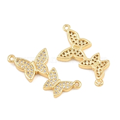 Brass Micro Pave Clear Cubic Zirconia Connector Charms&nbsp;CU-CBA908F-04G-02