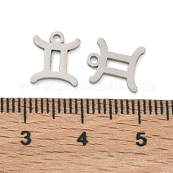 304ステンレススチール製の星座ペンダント  ジェミニチャーム  10x8x1mm  穴：1.2mm&nbsp;STAS-H260-01P-11