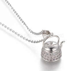 Brass Micro Pave Cubic Zirconia Pendant Necklaces&nbsp;NJEW-I230-11