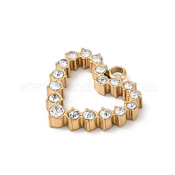304ステンレススチール、ラインストーンペンダント付き  ゴールドカラー  ハート  20x20x4mm  穴：2mm&nbsp;LS-STAS-Z120-02A-G