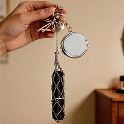 3Pcs 3 Styles Alloy & 201 Stainless Steel Macrame Pouch Pendant Decorations&nbsp;HJEW-SC0003-28