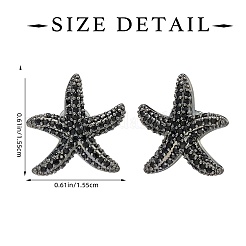 1 Pair Starfish Brass Micro Pave Clear Cubic Zirconia Studs Earrings&nbsp;EJEW-SZ0002-08EB