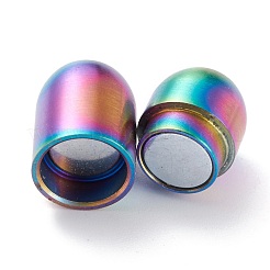 イオンプレーティング（IP）304ステンレススチール製マグネット留め具、接着端付き  コラム  虹色  19x10mm  穴：6mm&nbsp;STAS-G239-13C