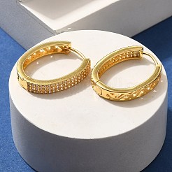 真鍮製キュービックジルコニアフープピアス  カドミウムフリー＆鉛フリー  18KGP本金メッキ  23x4mm&nbsp;EJEW-M048-05G