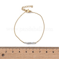 304ステンレススチール天然ラブラドライトビーズリンクブレスレット  女性用アズキチェーンブレスレット  イオンプレーティング（ip）  ゴールド  6-1/8インチ（15.5cm）&nbsp;BJEW-A036-15G