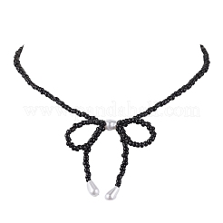 蝶結び 304 ステンレス ネックレス  女性用アクリルビーズネックレス  ミックスカラー  12.60~12.80インチ（32~32.5cm）&nbsp;NJEW-JN04670