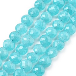 天然石アマゾナイトビーズ連売り  ファセットコインビーズ  フラットラウンド  6~7.5x4~5.5mm  穴：0.8~1mm  約56~70個/連  15.31~16.10インチ（38.9~40.9cm）&nbsp;G-C179-A12-02