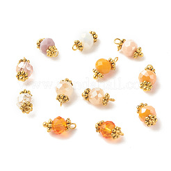 電気メッキガラスビーズペンダント  真鍮パーツ  ファセットロンデルチャーム  ミックスカラー  12x5.5mm  穴：1.4mm&nbsp;PALLOY-JF01344