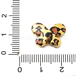 電気メッキとスプレー塗装されたアクリルビーズ  ヒョウ柄の蝶  ゴールド  12x17x4mm  穴：1.6mm&nbsp;OACR-S043-05A-01