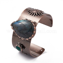 Natural Labradorite Open Cuff Bangles&nbsp;BJEW-A130-01