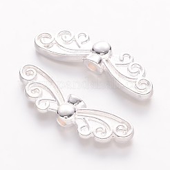 チベット風合金ビーズ  鉛フリー＆カドミウムフリー＆ニッケルフリー  シルバーカラー  蝶  22x7mm  穴：1mm&nbsp;TIBEB-1331-S-FF