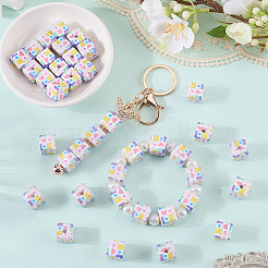 40Pcs Laser & Printed Opaque Acrylic Beads&nbsp;OACR-PA0002-15
