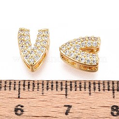 Brass Micro Pave Clear Cubic Zirconia Beads&nbsp;KK-T071-17G-V