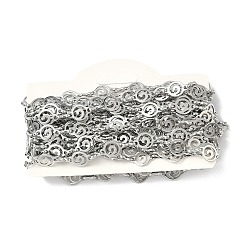 304ステンレス鋼スパイラルリンクチェーン  溶接されていない  カード用紙付き  ステンレス鋼色  13x9x0.5mm&nbsp;CHS-G046-01P-1