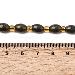 天然石パイライトビーズ連売り  シードビーズで  ライス  8x6mm  穴：1mm  約18個/連  8.07''（20.5センチメートル）&nbsp;G-Z131-A01-01