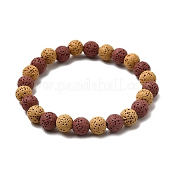 7Pcs 7 Colors Dyed Natural Lava Rock Round Beads Stretch Bracelets for Men Women&nbsp;BJEW-JB12334