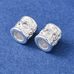 Brass Micro Pave Clear Cubic Zirconia European Beads&nbsp;KK-C157-28S