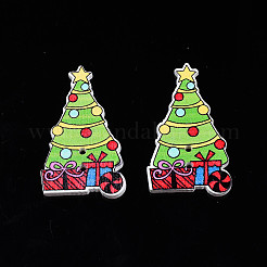 Christmas 2-Hole Spray Painted Maple Wooden Buttons&nbsp;WOOD-N005-38