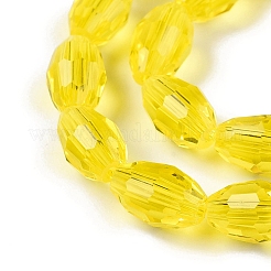 透明ガラスビーズ連売り  多面カット  オーバル  きいろ  8x5.5mm  穴：1mm  約68~70個/連  20.07~20.86インチ（51~53cm）&nbsp;EGLA-A037-T6x8mm-D07