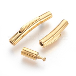 滑らかな304ステンレススチール製バヨネット留め具  チューブ  ゴールドカラー  25.5x4mm  穴：2mm&nbsp;STAS-L215-01G
