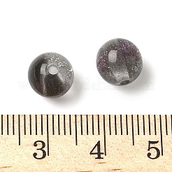 ツートンカラーの樹脂ビーズ  ラウンド  グリッターパウダー付き  ブラック  8mm  穴：1.8mm&nbsp;RESI-Q025-02A-E